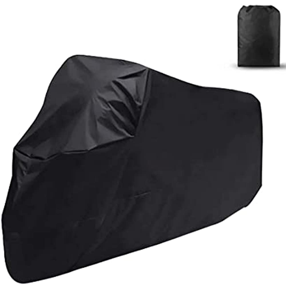 Jiula Cubierta Impermeable para Motocicletas 210D 2XL - Funda para Moto Protectora a Prueba de UV Lluvia Polvo Viento Nieve Excremento de Pájaro al Aire Libre (245 * 125 * 105 cm, Negro)