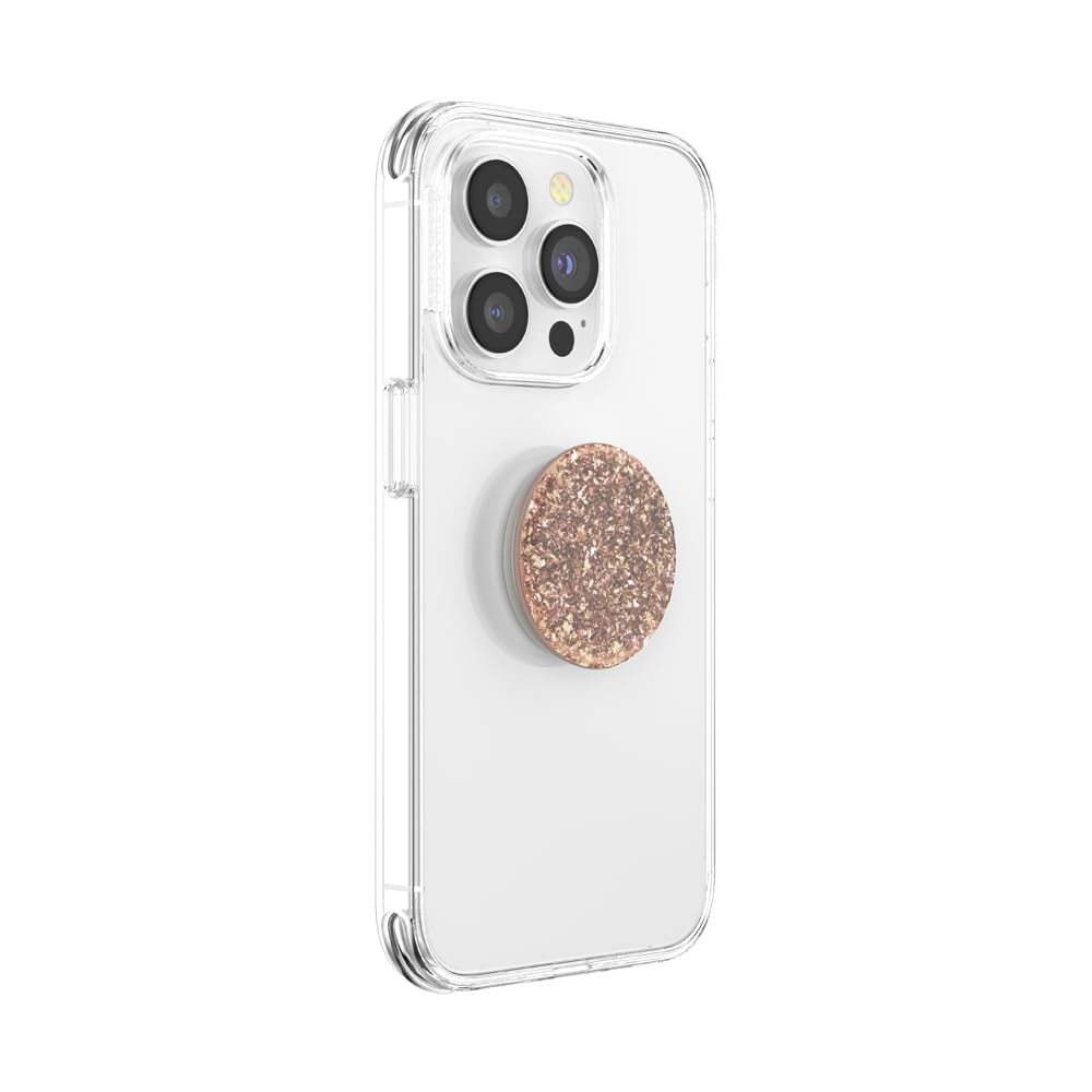 Empuñadura para Teléfono PopSockets Oro Rosa Purpurina Confeti de Aluminio Expandible