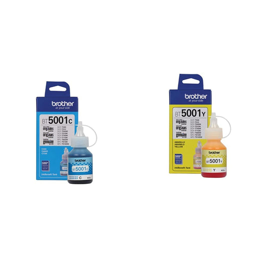 BROTHER BT5001C Cartucho Laser, 5000 Paginas + BT5001Y Botella de Tinta Amarilla, 5,000 Paginas
