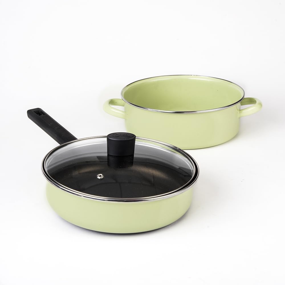Cinsa Bateria de Cocina Pontevedra 11 piezas de Peltre Pesado (Verde Manzana)