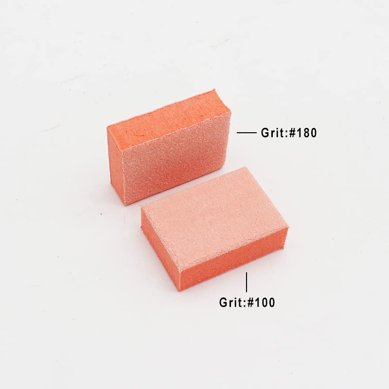 Bzbuy Lima de uñas mini naranja con bloque de tampón 100/180 grano 2 caras (130 unidades)