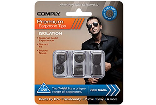 Comply T-400 Isolation Earphone Tips (Black, 3 Pairs, Large)