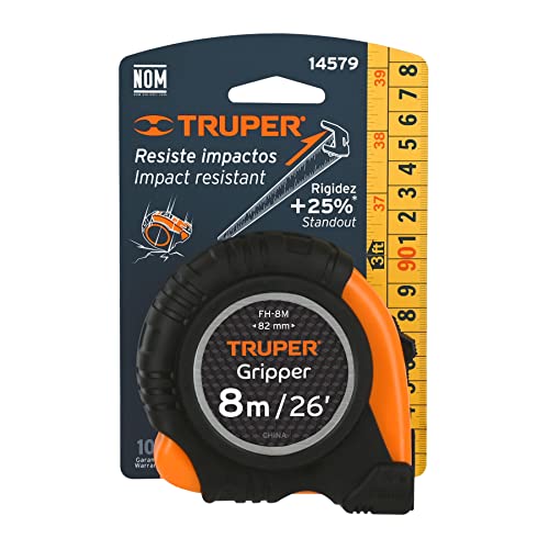 Flexómetro Truper Naranja contra Impacto 8 m Cinta 25 mm