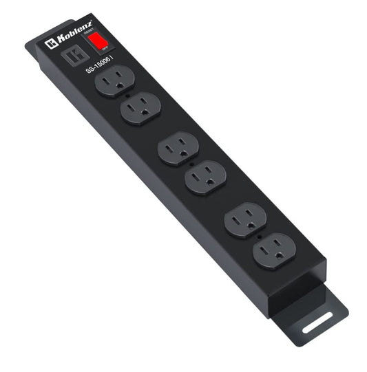 Koblenz Supresor de Picos, Protector de Voltaje Industrial, Multicontacto, 1500 Joules, 6 Contactos, Oficina y Taller, Conecta tus Herramientas, Sujetadores de Pared o Mesa, Cable de 1.5m (SS-15006 I)