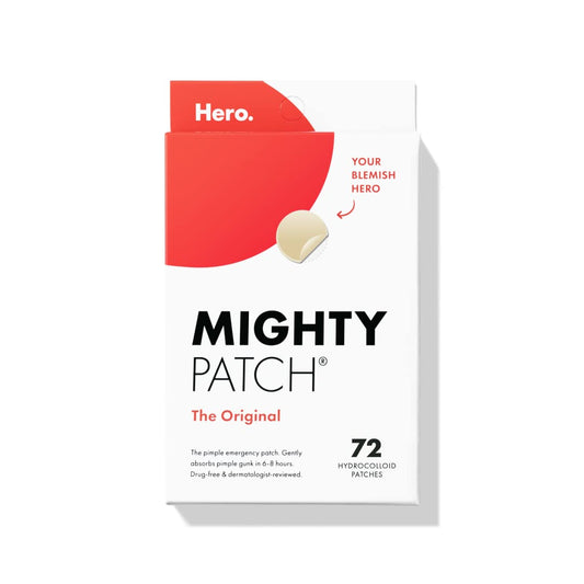 Mighty Patch Original de Hero Cosmetics - Parche hidrocoloide para acné y espinillas para cubrir manchas y manchas, calcomanías para cara y piel, apto para veganos y no probado en animales (72 unidades)