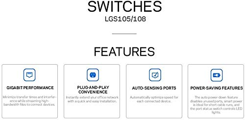 Linksys Business LGS105 5-Port Desktop Gigabit Ethernet Network Unmanaged Switch I Metal Enclosure