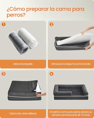 Cama Ortopédica para Perros Feandrea Gris Oscuro con Funda Extraíble y Lavable