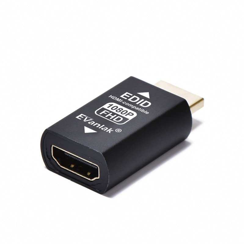 EVanlak Hdmi Edid Emulador Passthrough 3rd Generrtion Premium Aluminio Eliminado Emulador Adaptador Funciona con Mac Thunderbolt a HDMI Switches/Extender/Receptor AV/Divisores de vídeo,