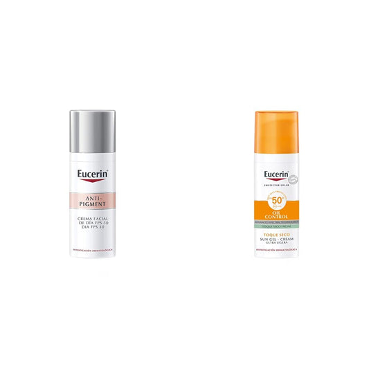Eucerin Antipigment Crema Día Fps 30 + 50ml + Protector solar facial efecto mate toque seco Oil Control, 50 ml
