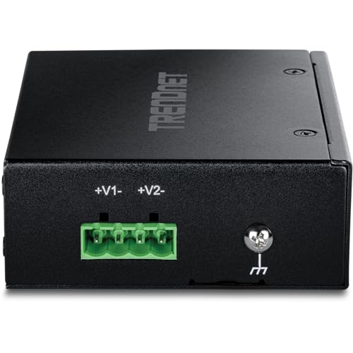 TRENDnet 5-Port Industrial Unmanaged Fast Ethernet DIN-Rail Switch, 5 x Fast Ethernet Ports, IP30, Operating Temperature Range of -40° – 75°C (-40° – 167°F), Lifetime Protection, Black, TI-E50