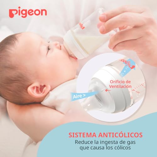 Tetina Peristáltico PLUS PIGEON Ancha Anticolicos Silicona SofTouch para Bebé Tamaño S