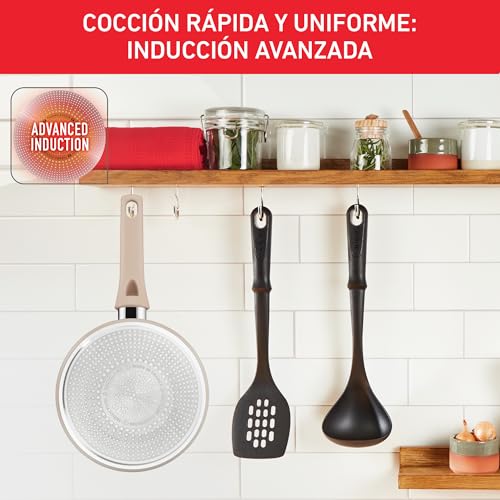 Batería de Cocina T-fal Aluminio Negro Antiadherente con Termo Señal y Termo-Fusión
