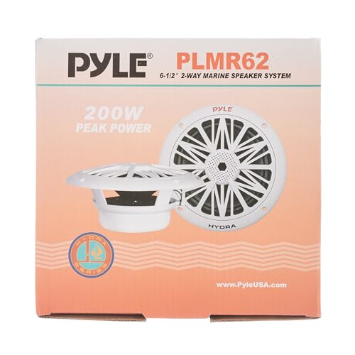 Pyle Bocinas Marinas 6.5 Pulgadas 200 Vatios, Altavoces para Exteriores, Impermeables y Resistentes, Cono Policarbonato, Borde de Goma Butílica, 1 Par