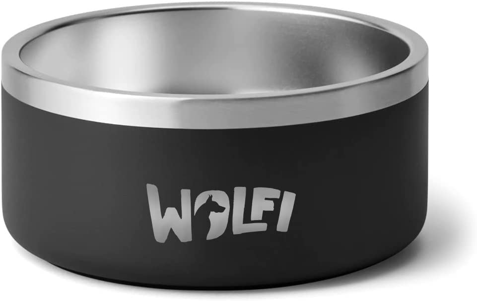 Tazón de Acero Inoxidable Wolfi Negro Antideslizante para Mascota