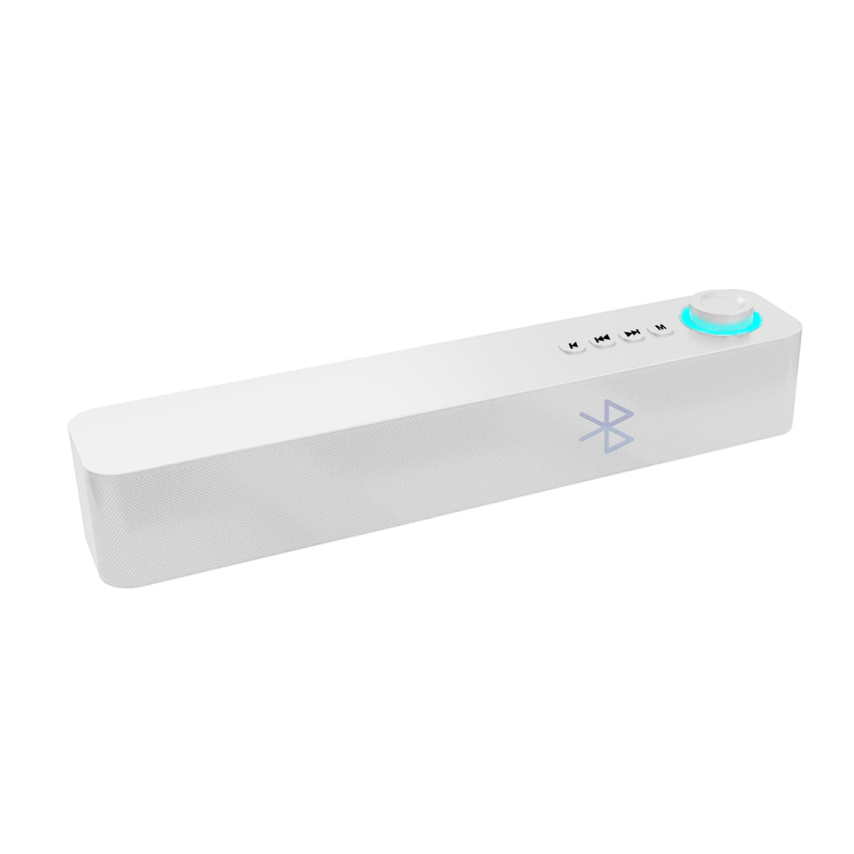 Altavoz Mini Barra de Sonido Estéreo Bluetooth PAVENU Blanco con Subwoofer y Micrófono Incorporado para Cine en Casa