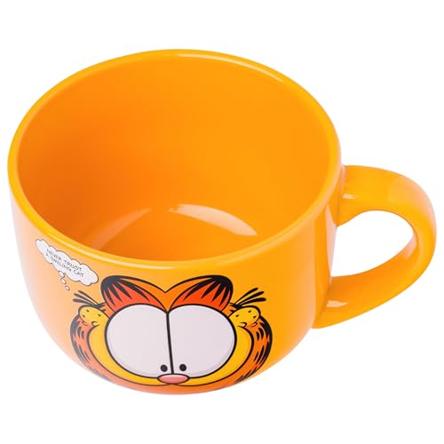 Taza de Sopa Silver Buffalo Garfield Ventilada Blanca con Tapa de Cerámica