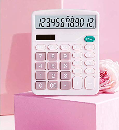 Calculadora de Escritorio YOUHO Rosa con Pantalla LCD y Doble Alimentación