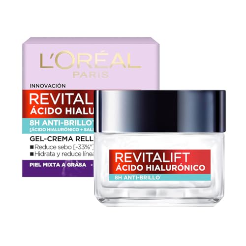 L'ORÉAL Paris Gel Crema Revitalift Ácido Hialurónico 50 gr | Controla Sebo, Poros