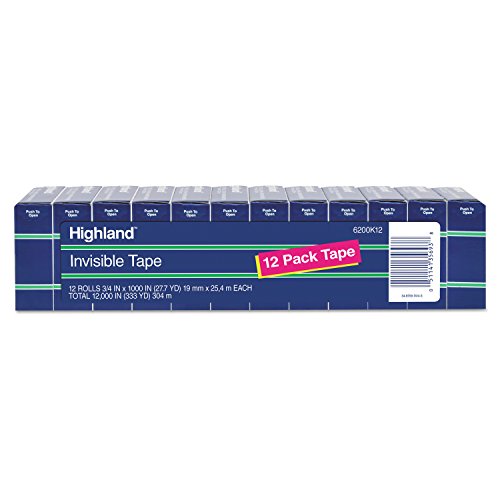 Cinta de Reparación Permanente Highland Transparente Núcleo de 1 Pulgada Paquete de 12