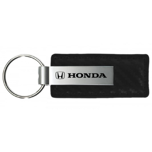 Honda Logotipo Negro de fibra de carbono textura piel Clave Cadena