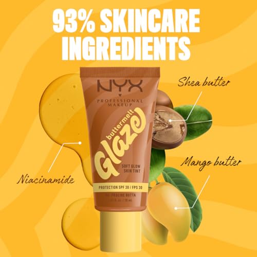 Tinta de Maquillaje Glaze Tint con SPF 30 de Nyx Professional Makeup, Tono Praline Butta (Cafe Medio)