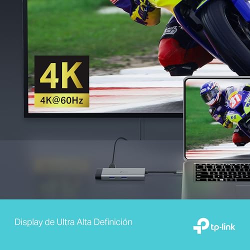 TP-Link Hub de Entrada USB C 6 en 1, PD100W, 4K 60Hz HDMI, USB C 5Gbps, 2× USB A 5Gbps, Gigabit Ethernet, Compatible con MacOS, Windows, Linux, iPad OS, iOS, Android, ChromeOS, Nintendo (UH6120C)