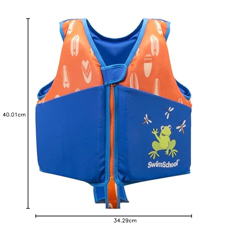 Chaleco de Natación SwimSchool Azul Naranja con Hombros Acolchados para Niños