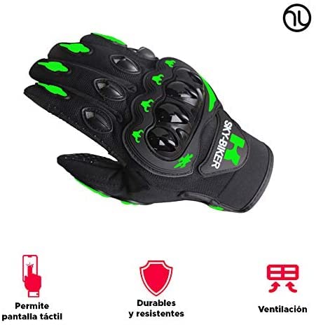 hanylish Guantes para Motociclista, Antideslizante, Cómodos y Ligeros para Hombre y Mujer, Protección Completa con Sensores Táctiles, Accesorios para Moto, Bicicleta y Senderismo (Negro - Verde, XXL)