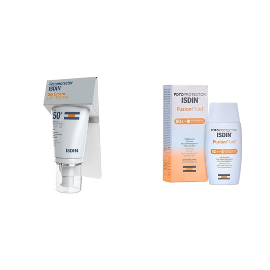 Isdin Fotoprotector spf 50+ Gel Crema Dry Touch 50 ml - Protector Solar + Fotoprotector Fusion Fluid SPF 50+, Protector Solar Facial, Innovadora textura ultraligera que se funde con tu piel, 50ml