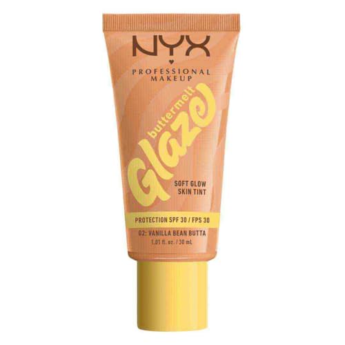 Tinta de Maquillaje Glaze Tint con SPF 30 de Nyx Professional Makeup, Tono Vainilla Bean Butta (Beige Claro)
