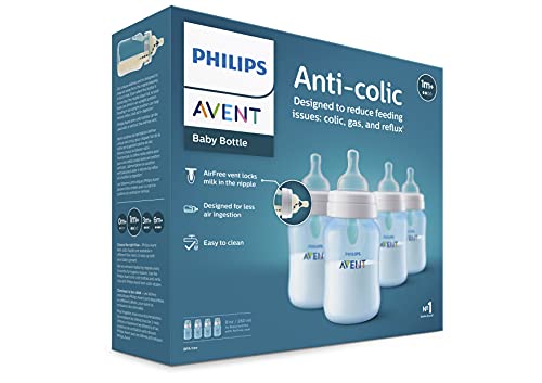 Biberón Anticólico Philips AVENT 9 Onzas Azul Paquete de 4