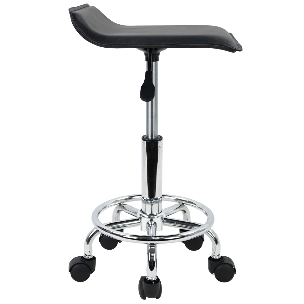 KKTONER Taburete Giratorio en Altura Ajustable para SPA Dibujo Tatuaje Trabajo Oficina de Bancos con Ruedas (Negro)