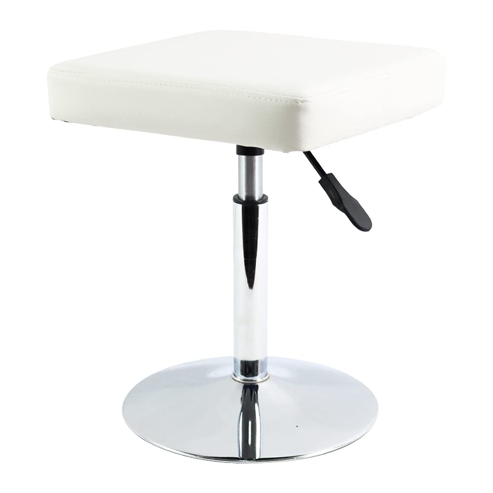 FURWOO - Taburete cuadrado blanco para salón, taburete de altura ajustable para cambiador, manicura, tienda, peluquería en casa, oficina, pequeño
