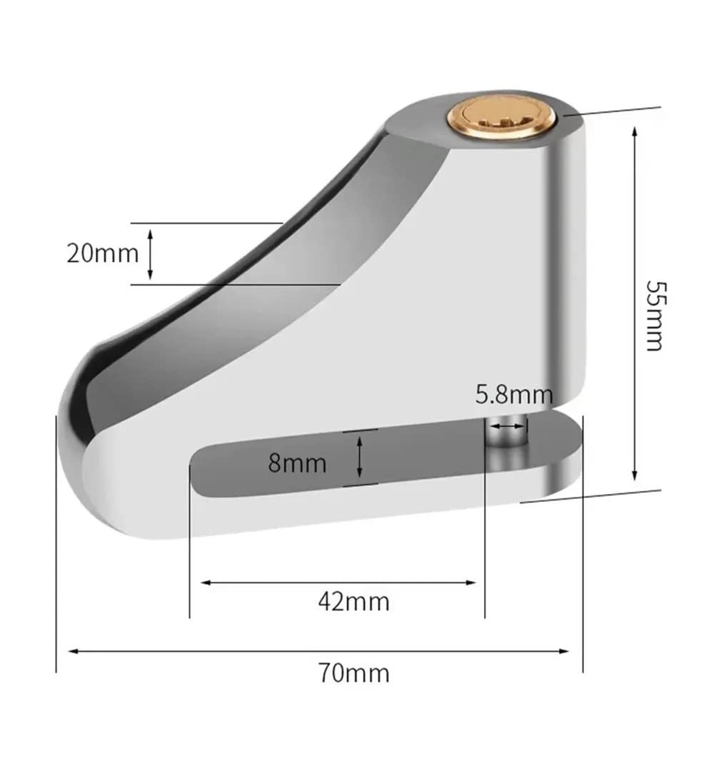 Candado Impermeable Freno Disco Motocicleta Bicicleta Seguro Bloqueo Compatible con Vehículos con Llanta de Disco