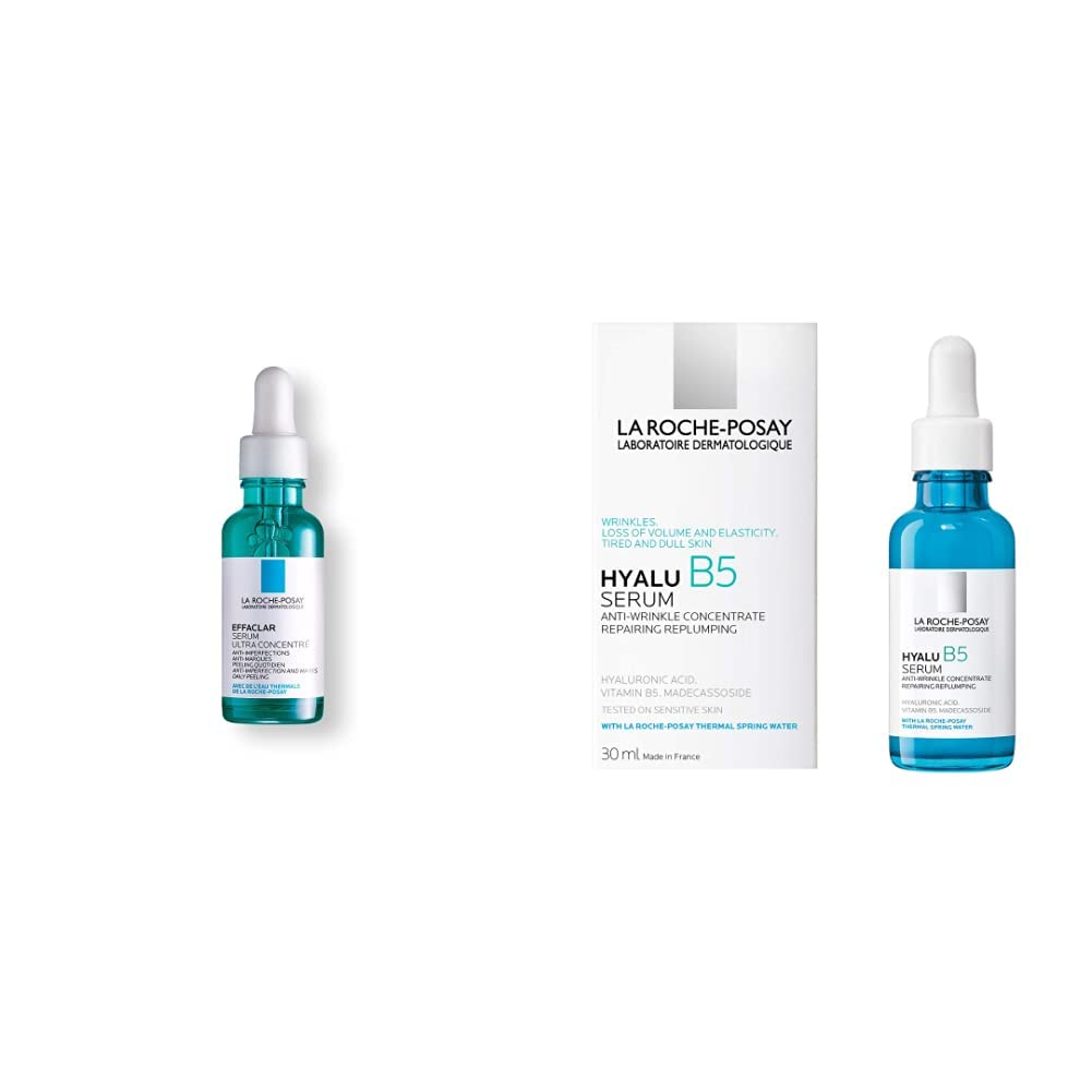 La Roche-Posay Effaclar serum anti imperfecciones + Hyalu B5 Serum Facial de Acido Hialuronico con Vitamina B5 Puro. Suero Concentrado Antiarrugas, 30 ml