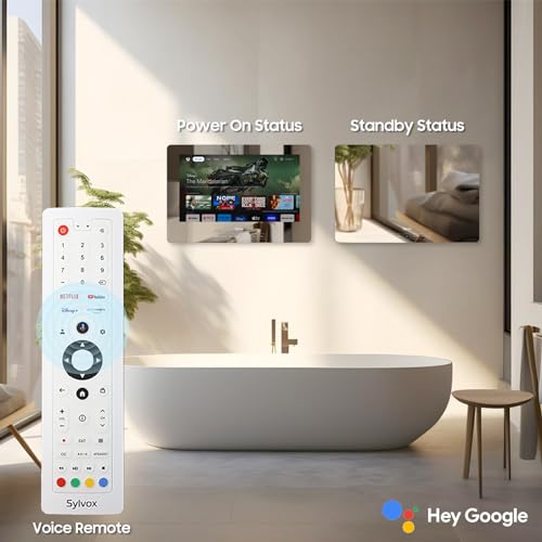 SYLVOX - Espejo mágico para baño, de 32 Pulgadas, Impermeable, LED, 1080P, 500 NITS, de Alto Brillo, Doble Frontal, Montaje en Pared, Adecuado para baños, hoteles, saunas