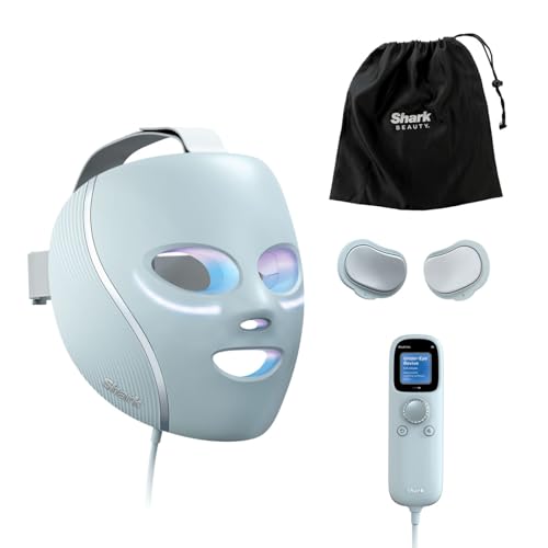 SHARK, Máscara de Luz Led CryoGlow, Tecnología Refrescante para Debajo de los Ojos, Luces Led Roja, Azul e Infrarroja para Skincare Antiedad, USB C, Control Remoto, Color Azul, FW312LAA