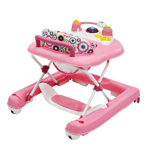 Andadera PRINSEL Rosa 3 en 1 con Asiento Acolchonado y Tablero Interactivo para Bebé