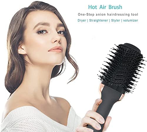 Secador de Pelo y Voluminizador Profesional con Iónico Negativo para Hombres y Mujeres Cepillo de Aire Caliente Negro