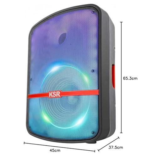 KSR Bafle Profesional con Micrófono Alambrico y Control Remoto Kaiser BB 15” Luz Flama Link Recargable Bluetooth USB Micro SD FM Rec 50W Rms Color Negro Bafle de15 Pulgadas MSA-7515SC