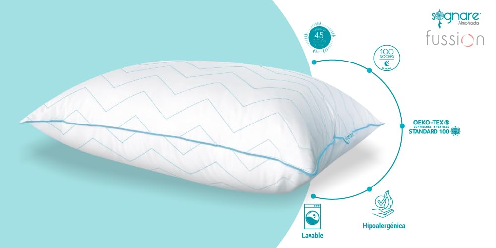 Almohada Sognare Fussion Estándar Relleno Suave Hipoalergénica Antiácaros Lavable
