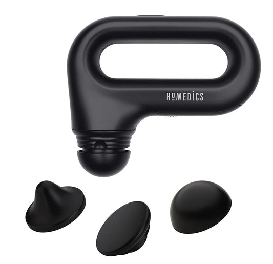 HoMedics Masajeador portátil de vibración de cuerpo completo, eficaz masaje dirigido y de cuerpo completo, niveles de intensidad alta y baja, mango ergonómico de fácil agarre, 3 accesorios intercambiables, 2 pilas AA incluidas