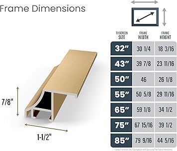 Frame My TV Deco - Marcos de aleación para TV, bisel dorado pálido, compatible solo con Samsung The Frame TV y Pro (32 pulgadas, compatible con 2021-2025)
