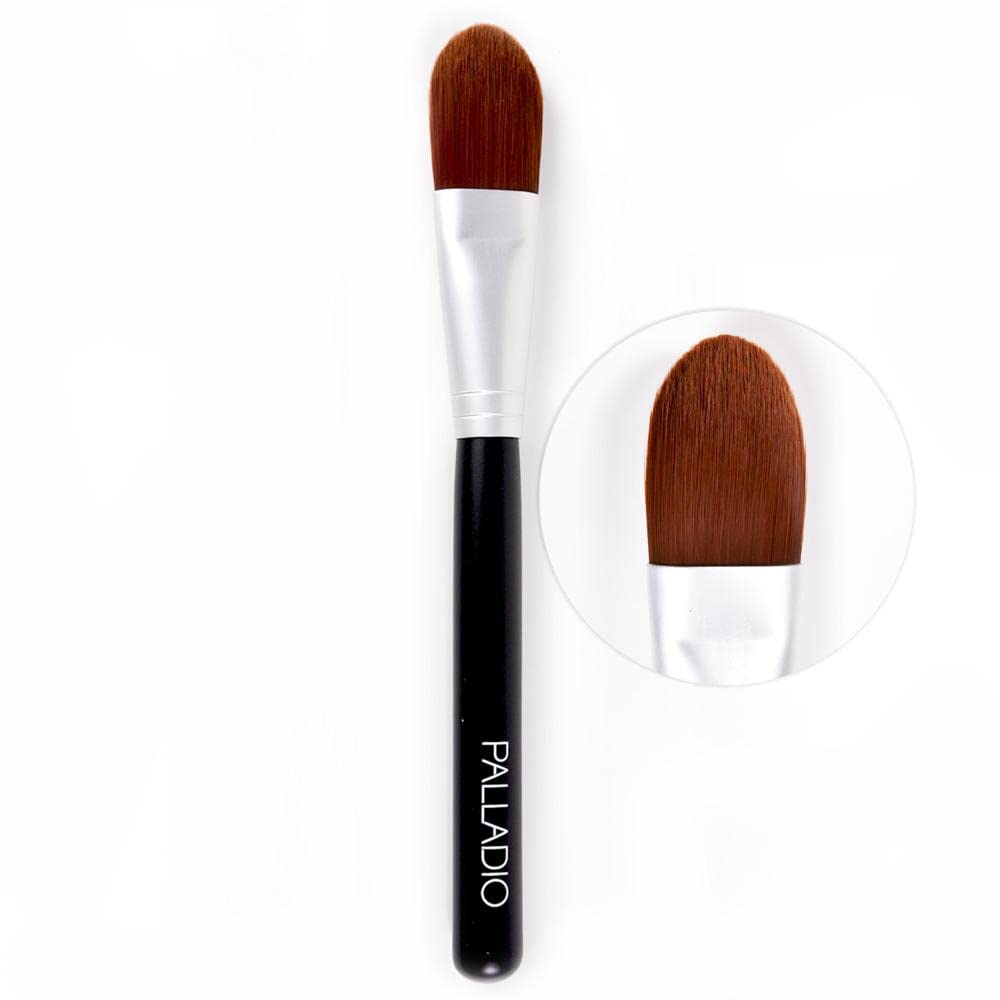 Brocha de Maquillaje Palladio Plana Cónica Cerdas Sintéticas Naturales Acabado Suave