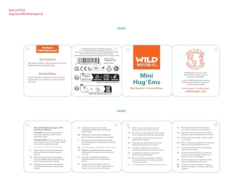 Peluche Ardilla Roja Wild Republic 17.8 cm Hug'ems para Niños