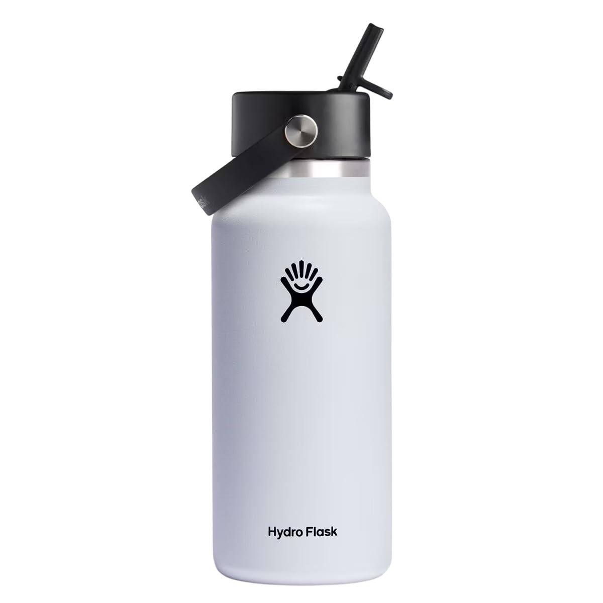 Botella Hydro Flask Blanca con Boca Ancha y Popote Flexible de 946 ml, Aptas para Lavaplatos