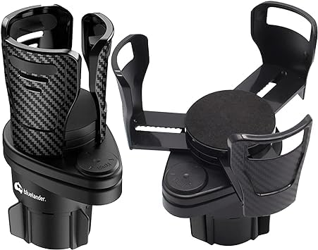 Bluelander Portavasos para Auto, Doble, Ajustable para Bebidas, Multifuncional, Compatibilidad Universal, Organizador de Celular, Gafas, Monedas, Color Negro
