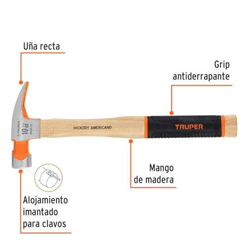 Martillo Truper Pulido Uña Recta 10 oz