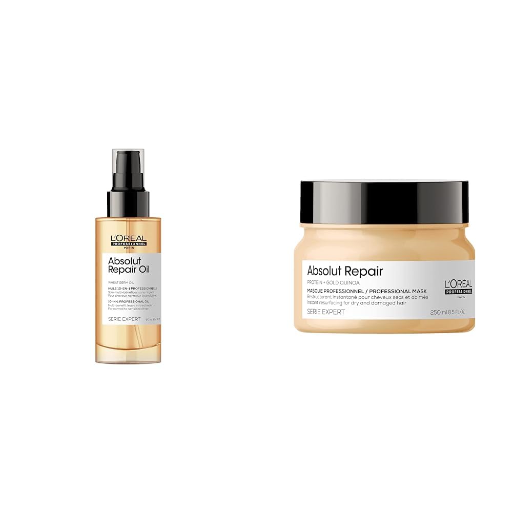 L'Oreal Professionnel Suero reparador de cabello danado 90 ml serie expert absolut repair gold + L'Oreal Professionnel Tratamiento en Mascarilla Reparador Para Cabello Grueso y Danado 250Ml