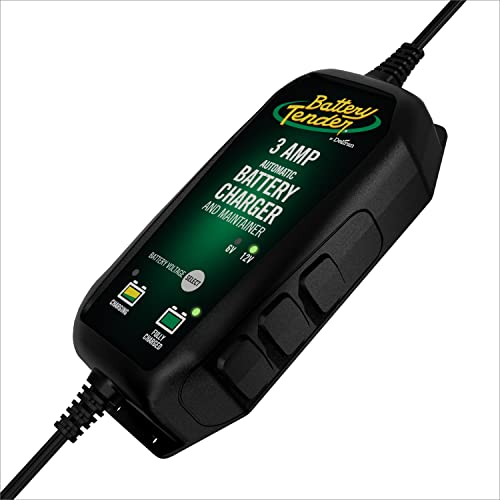 Battery Tender - Cargador y mantenedor de batería de 3 amperios – Automático Inteligente conmutable de 12 V o 6 V para Coches, SUV y Camiones, Cargador de batería de Plomo, AGM, Gel y Litio –